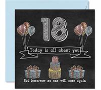 Funny 18th Birthday Cards for Men Woman - Chalk Blackboard - Happy Birthday Card for Nephew Daughter Son Sister Brother Granddaughter Niece Grandson Cousin, 145mm Humour Banter Greeting Cards