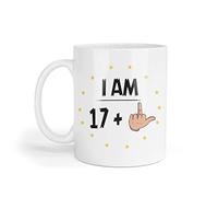 Funny 18th Birthday Mug I Am 17 Plus Middle Finger Rude 18 Years Old Tea Coffee Mug Coaster Set