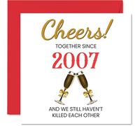 Funny 19th Anniversary Card for Husband Wife - Together Since 2007 - Happy 19th Wedding Anniversary Cards for Partner, I Love You Gifts, 145mm Greeting Cards Anniversaries