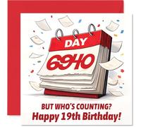 Funny 19th Birthday Card - Lost Count yet? - Playful Calendar Design with DAY 6940 and Witty Age Joke - Perfect for Celebrating in Style - 145mm Square, Envelope Included