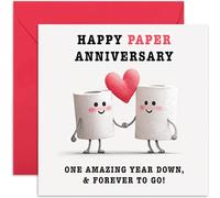 Funny 1st Anniversary Card, Unique Design, 'Happy Paper Anniversary', Blank Inside with Envelope