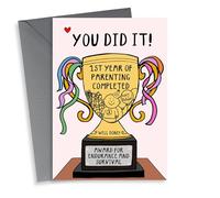 Funny 1st Birthday Card - for the Parents - Survived the First Year!