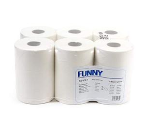 Funny 2-Ply Hand Towel Roll with Special 5 cm Core, for Generic Dispensers, Brilliant White, 21.3 cm, Approx. 100 m (Pack of 6)