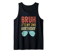 Funny 2 Year Old Kids Teen Slang Bruh It's My 2nd Birthday Tank Top
