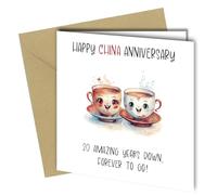 Funny 20th Anniversary Card, Unique Design, 'Happy China Anniversary' 20 years down, forever to go #1736