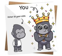 Funny 20th Birthday Card for Him - Gorilla Theme Cards for 20 Year Old Man - Humorous Happy 20th Birthday Card - Cute and Funny Joke Bday Greeting Cards for Male with Gorilla Humour - 145mm