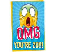 Funny 20th Birthday Card for Son or Daughter, OMG You're 20 Screaming Emoticon, Grandchild Card, Sister Birthday Card, Brother Birthday Card, Card for Boy or Girl