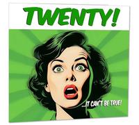 Funny 20th Birthday Card for Women - Comic Style - Girls Ladies Birthday Cards for Daughter Niece Friend 20 Years Old twenty twentieth Her granddaughter female