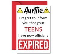 Funny 20th Birthday Cards for Auntie - Your Teens Have Expired - Happy Birthday Card for Aunt Auntie Aunty from Nephew Niece, A5 Banter Joke Humour Bday Greeting Cards Gift