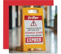 Funny 20th Birthday Cards for Brother - Your Teens Have Expired - Happy Birthday Card for Brother from Sister Step Sibling, 145mm x 145mm Banter Joke Humour Bday Greeting Cards Gift