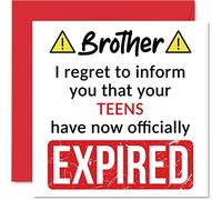 Funny 20th Birthday Cards for Brother - Your Teens Have Expired - Happy Birthday Card for Brother from Sister Step Sibling, 145mm Banter Joke Humour Bday Greeting Cards Gift