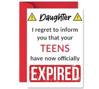 Funny 20th Birthday Cards for Daughter - Your Teens Have Expired - Happy Birthday Card for Daughter from Mum Dad Parents, A5 Banter Joke Humour Bday Greeting Cards Gift