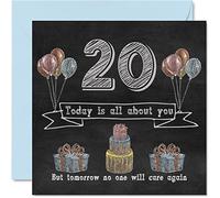 Funny 20th Birthday Cards for Men Woman - Chalk Blackboard - Happy Birthday Card for Nephew Daughter Son Sister Brother Granddaughter Niece Grandson Uncle, 145mm Humour Banter Greeting Cards