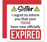 Funny 20th Birthday Cards for Sister - Your Teens Have Expired - Happy Birthday Card for Sister from Brother Step Sibling, 145mm Banter Joke Humour Bday Greeting Cards Gift