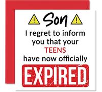 Funny 20th Birthday Cards for Son - Your Teens Have Expired - Happy Birthday Card for Son from Mum Dad Parents, 145mm Banter Joke Humour Bday Greeting Cards Gift