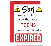 Funny 20th Birthday Cards for Son - Your Teens Have Expired - Happy Birthday Card for Son from Mum Dad Parents, A5 Banter Joke Humour Bday Greeting Cards Gift