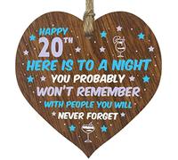Funny 20th Birthday Gift For Women Men Wooden Heart Plaque - Won't Remember - Dark Wood Sign Keepsake, Joke Humour Banter Happy Birthday Present for Daughter Cousin Friend Girlfriend Boyfriend