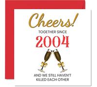 Funny 21st Anniversary Card for Husband Wife - Together Since 2004 - Happy 21st Wedding Anniversary Cards for Partner, I Love You Gifts, 145mm Greeting Cards Anniversaries
