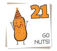 Funny 21st Birthday Card For Friend Or Loved One - Funny Nut Design - Go Nuts - 21st Birthday Card For Son, For Friend, For Men, For Women, For Grandson