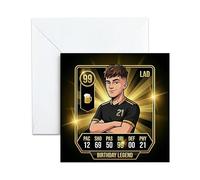 Funny 21st Birthday Card for Him, Son or Nephew - Football Legend Stats Design. Happy Milestone Greeting for Friends. Novelty Gamer 'Signed New Contract' 21st birthday Gift，13x13cm