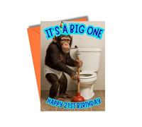 Funny 21st Birthday Card Monkey Toilet Joke JBS101