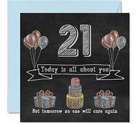 Funny 21st Birthday Cards for Men Woman - Chalk Blackboard - Happy Birthday Card for Nephew Daughter Son Sister Brother Granddaughter Niece Grandson Uncle, 145mm Humour Banter Greeting Cards