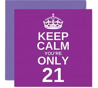Funny 21st Birthday Cards for Men Woman - Keep Calm - Fun Happy Birthday Card for Brother Daughter Grandson Sister Son Granddaughter Niece Nephew Uncle, 145mm Joke Humour Greeting Cards