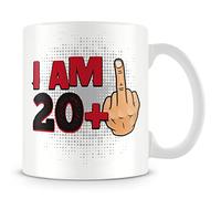 Funny 21st Birthday Mug - “I AM 20+1” Middle Finger Design - Bold Rude & Offensive 21st Gift - 11oz Ceramic Cup