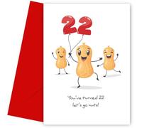 Funny 22nd Birthday Card for Friend - Turning 22 Go Nuts - A Happy 22nd Birthday Card for Men and Women - Brother Sister Husband Wife Best Friend Cousin - Funny Bday Cards for 22 Year Old