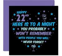 Funny 22nd Birthday Card for Women and Men, Won't Remember