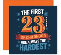 Funny 23rd Birthday Card - the Struggle's Real at 23 - Bold, Playful Typography with a Cheeky Childhood Gag - Guaranteed to Get a Knowing Laugh - 145mm Square, Envelope Included