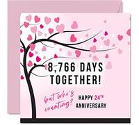 Funny 24th Anniversary Card for Wife or Husband - 8766 Days Together - I Love You Gifts, Happy 24th Wedding Anniversary Cards for Partner, 145mm Greeting Cards Anniversaries