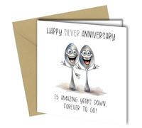 Funny 25th Anniversary Card, Unique Design, 'Happy Silver Anniversary' 25 years down, forever to go #1737