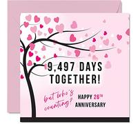 Funny 26th Anniversary Card for Wife or Husband - 9497 Days Together - I Love You Gifts, Happy 26th Wedding Anniversary Cards for Partner, 145mm Greeting Cards Anniversaries
