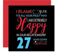 Funny 27th Anniversary Card for Husband Wife - Your Fault I'm Extremely Happy - Happy 27th Wedding Anniversary Card for Partner, 145mm Greeting Cards Anniversaries
