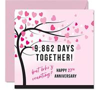 Funny 27th Anniversary Card for Wife or Husband - 9862 Days Together - I Love You Gifts, Happy 27th Wedding Anniversary Cards for Partner, 145mm Greeting Cards Anniversaries