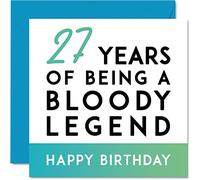 Funny 27th Birthday Card for Men Women - Being A Legend - Happy Birthday Card for Him Her Brother Sister Son Daughter, 145mm Joke Gifts Humour Greeting Cards