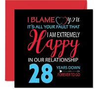 Funny 28th Anniversary Card for Husband Wife - Your Fault I'm Extremely Happy - Happy 28th Wedding Anniversary Card for Partner, 145mm Greeting Cards Anniversaries