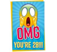 Funny 28th Birthday Card for Friend, OMG You're 28 Screaming Emoticon, Getting Old Card, Sister Birthday Card, Brother Birthday Card, Card for Him or Her