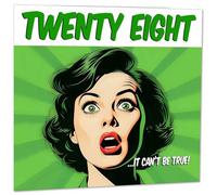 Funny 28th Birthday Card for Women - Comic Style - Girls Ladies Birthday Cards for Daughter Niece Friend 28 Years Old twenty eight, twenty eighth Her granddaughter female