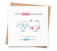 Funny 2nd Wedding Anniversary Card with Envelope, Cotton Anniversary Card for Husband, Wife or Partner, Cute Pants and Socks Pun Card, I’ll Always Fancy the Pants Off You, Second Anniversary