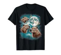 Funny 3 Capybara Moon Giant Rodents Weird Howling Parody T-Shirt