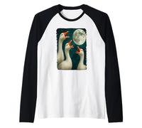 Funny 3 Geese Howling at The Moon Cursed Goose Meme Raglan Baseball Tee