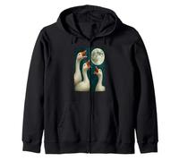 Funny 3 Geese Howling At The Moon Cursed Goose Meme Zip Hoodie