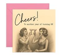 Funny 30th Birthday Card for Her - ‘Cheers to Another Year of Turning 29’ Drinking - Greeting Card for Friend, Sister, Colleague, Work Buddy, Besties, BFF - Milestone - Comes with Stickers