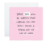 Funny 30th Birthday Card for Her or Him - “Good De*ls & Trying Not to Cry at Work” - Jokes for Son, Daughter, Niece, Nephew, Brother, Sister, Colleagues, Neighbour, Friends - Comes with Stickers