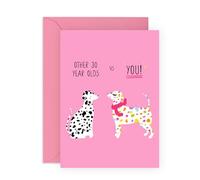 Funny 30th Birthday Card for Her - 'Other 30 Year Olds' Quirky Dalmatian vs. Fabulous Dog - Presents for Girls, BFF, Women, Friends, Sister, Bestie - Sassy and Fab at Thirty - Comes with Stickers