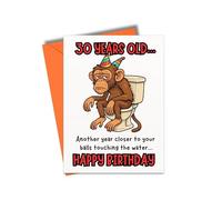 Funny 30th Birthday Card For Him Rude Monkey Toilet Joke JBS116