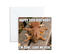 Funny 30th Birthday Card For Men, Women. Exhausted Squirrel Meme Design. Happy 30th Milestone Greeting Card Brother, Friend, Husband, Wife. Joke Gift, 13x13cm