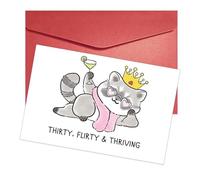 Funny 30th Birthday Card for Women, Cute Cat Queen Thirty Bday Greeting Card with Envelope, Happy 30th Birthday Decorations for Her, 30 Year Old Bday Gifts for Women